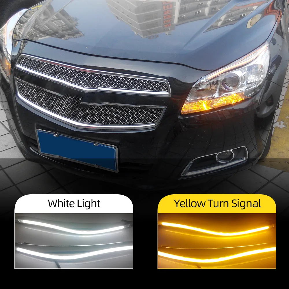 2PCS voiture phares LED Sourcils Feux de jour Lumière DRL jaune Tourner signal lumineux pour Chevrolet Malibu 2012 2013 2014 2015