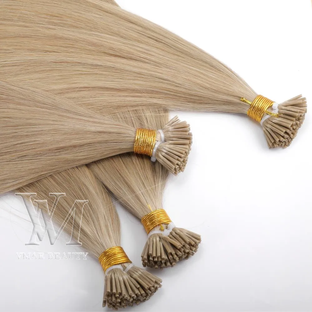 VMAe ryska europeiska 1g sträng 100g brun blondin rak keratinfusion Virgin remy människa prebundet i tips hårförlängningar
