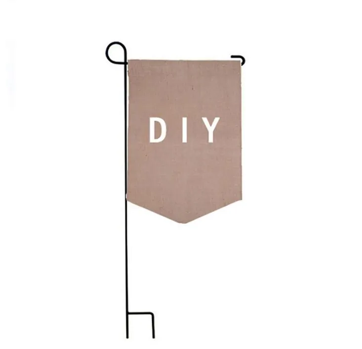 Burlap Garden Flag 31 * 46cm Jute Ruffles DIY Linen Yard Wiszące Flag Dekoracji Portable Banner 4 Style SN433