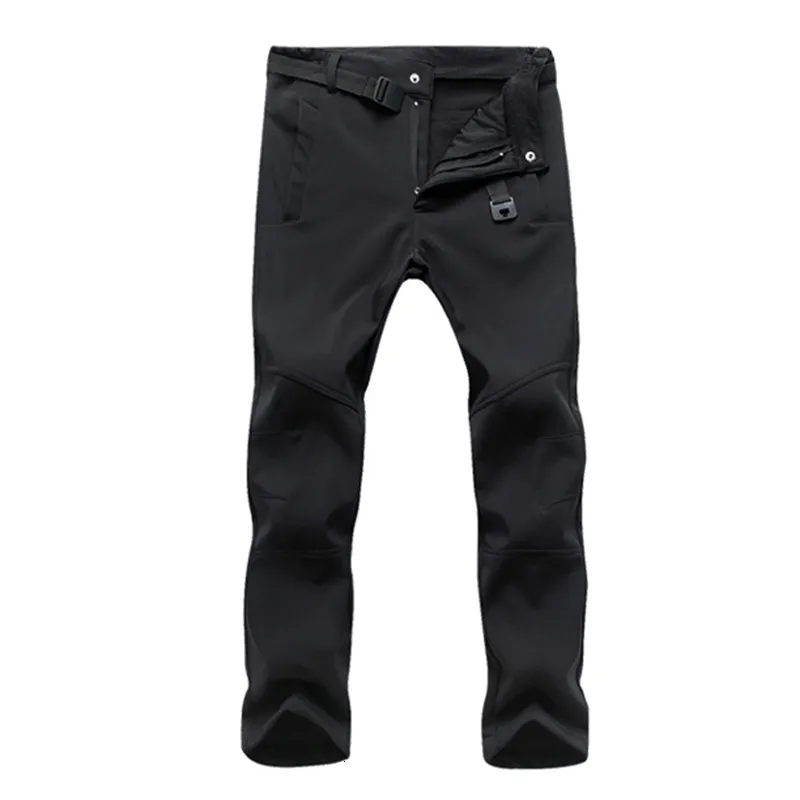 Autumn Winter Hiking Mens Pants Softshell Fleece Outdoor Trousers