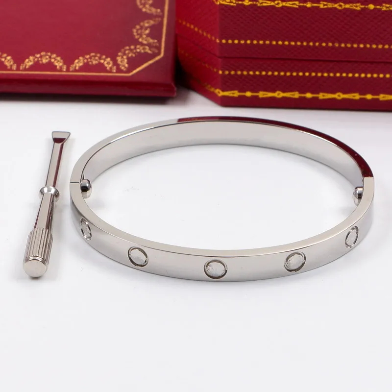 Brand Love screw Bangles 316L Titanium steel Luxury cz stone screwdriver carter bracelets for women men love bracelets with original bag