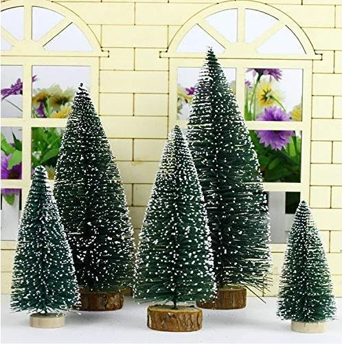 Set De 3 Mini Sapins De Noël Artificiels Enneigés - Décoration De Table, Bureau - 15 à 18 Cm - Neige Givrée