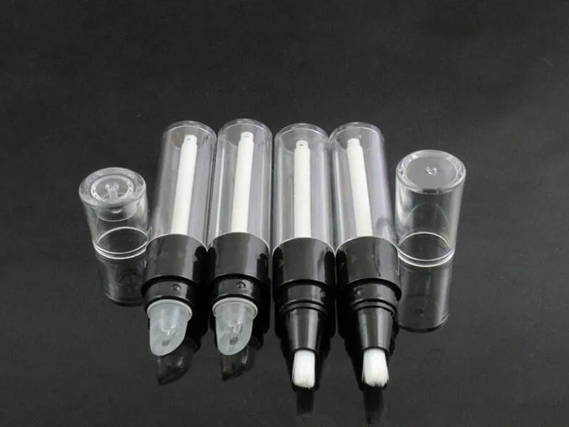 4.5ml transparant + zwarte lip glanst buis / fles, lege ronde mini twist pen, wegwerp plastic dial up pen met silicium tip