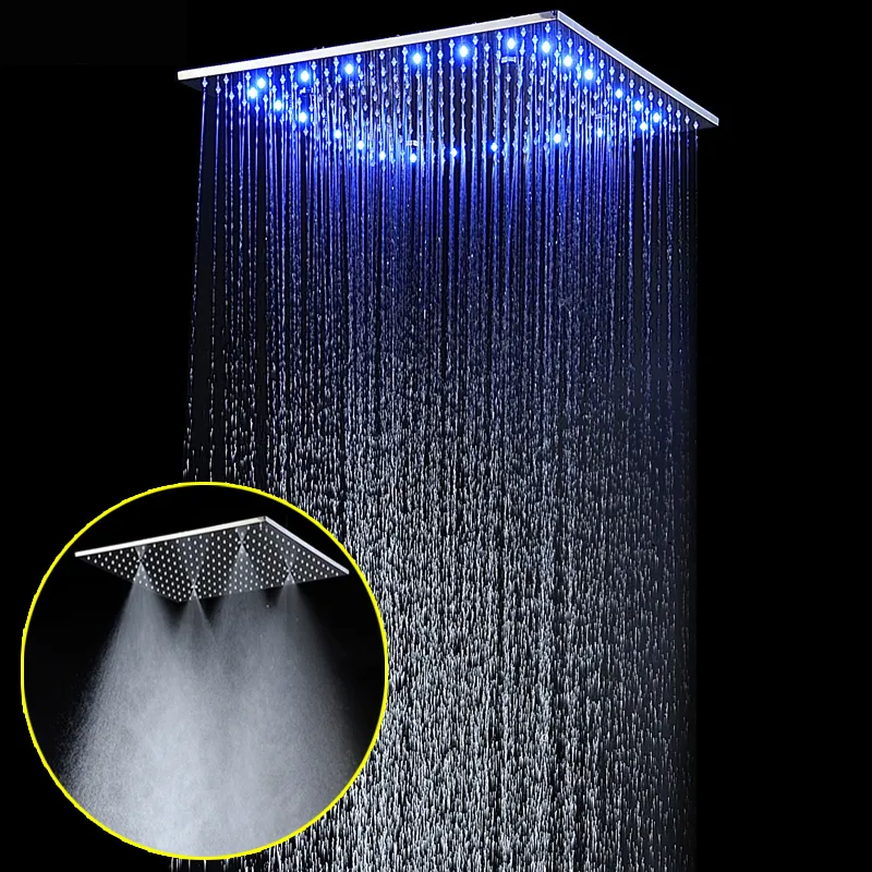 Renk Değiştirme Spa Mist Yağış Duş Başlığı 16 "/ 20" Sıcaklık Sensörü LED Musluklar Banyo Yağmur Havai Panel