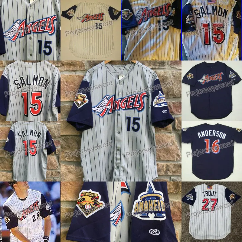 2001 California Angel 100 Seasons Tim Salmon Jerseys Mo Vaughn Tyler Skaggs Mike Trout Shohei Ohtani Kole Calhoun Garret Anderson Albert Pujols 야구 유니폼