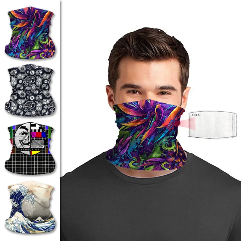 Outdoor Cycling Scarf Projektant Maska do twarzy z Filtr Bandana Magiczna Szaliki Osłona Sunscreen Hair Band Sport Headwear Headband Wielofunkcyjny Szalik