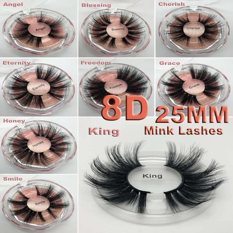 Ny 3D Mink Eyelashes 25mm Long Mink Eyelash 8D Dramatiska Tjock Mink Lashes Handgjorda False Eyelash Eye Makeup