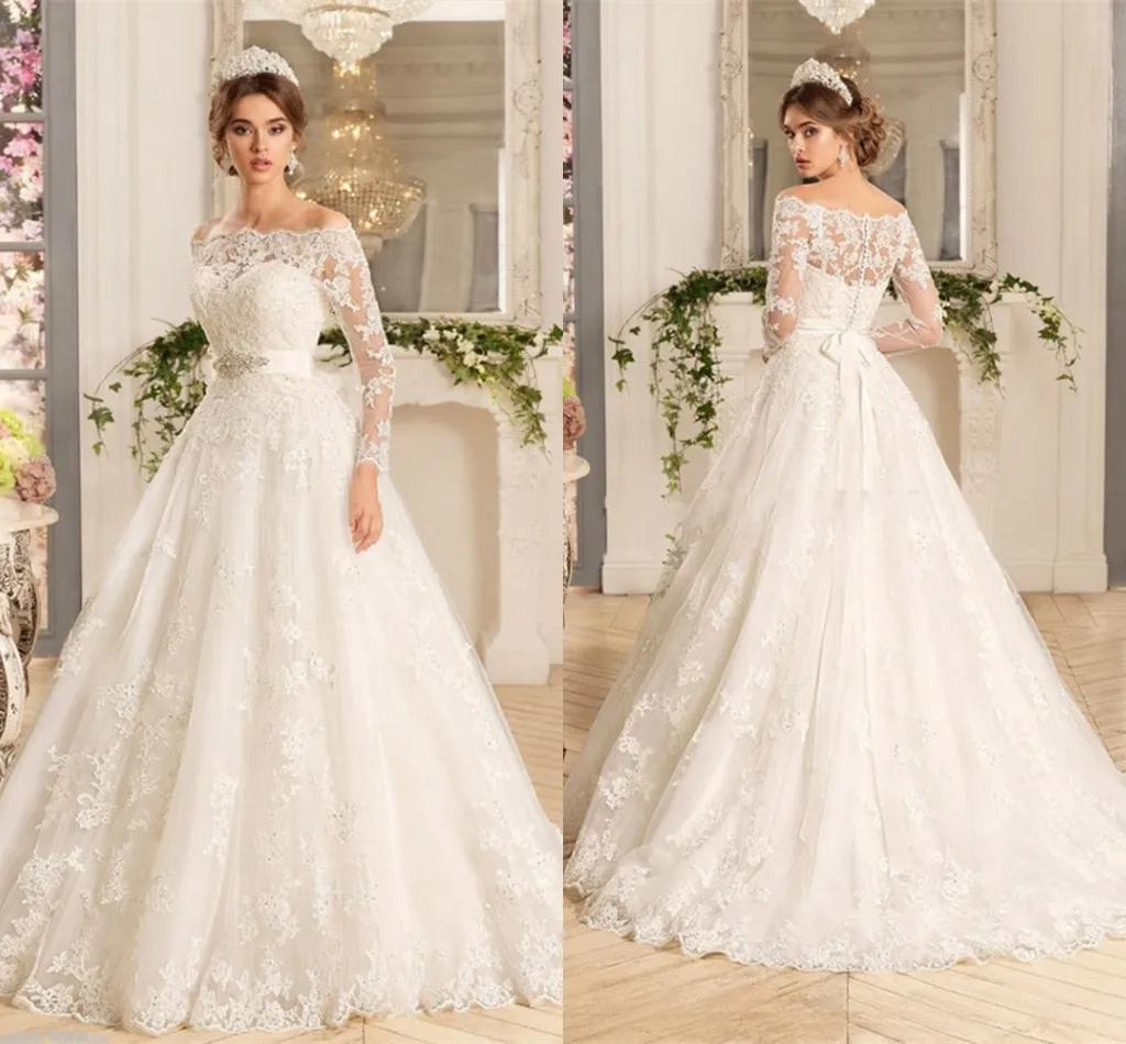 Lace bateau neckline wedding dress sales