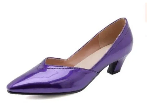 ホットセール-2019 春と秋の新しいスタイルのミドルヒールの粗いヒールの尖った端の女性の靴 @219