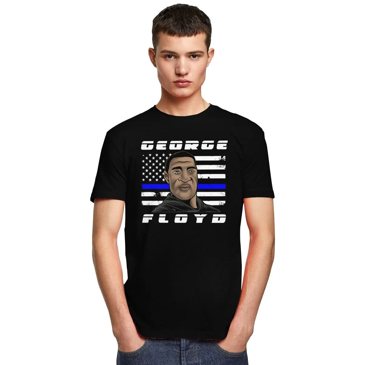 George Floyd Tシャツのメモリで私はTHIVES Tシャツの男性半袖ブラックライブマステカートスリムフィットティー