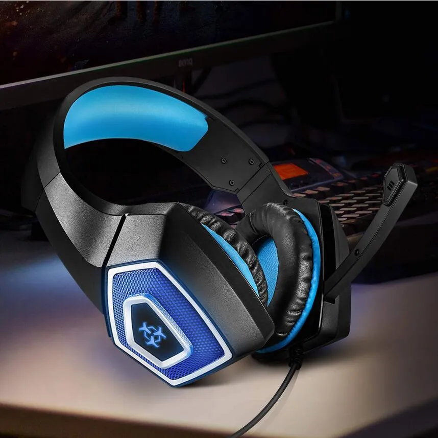 PS4 Bilgisayar Dizüstü Xbox USB 3.5mm Kulaklık için 7 Renk LED Işık PC Gaming Headset 3D Stereo Kablolu Kulaklık ile Sessiz Düğmesi Mikrofon