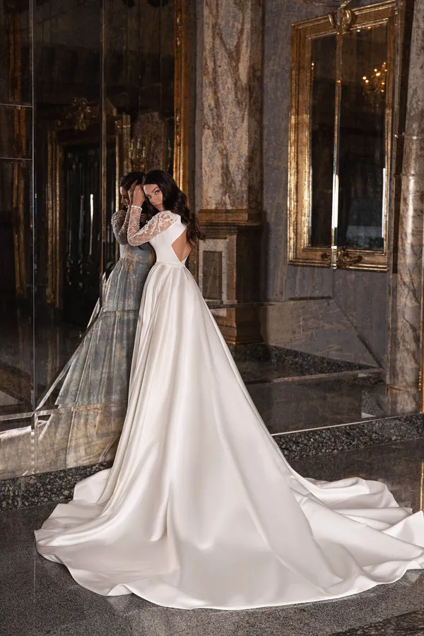 Vestido Novia Seda Natural Vestido De Novia De Satén De Manga