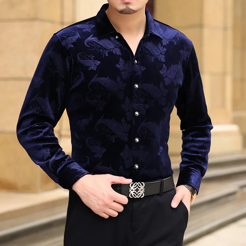 Mens Long Sleeve Dress Shirts Spring Autumn Shirt Slim Fit Business Shirts Fashion Male Tops