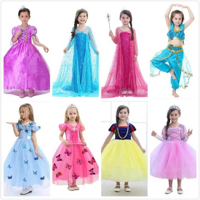 Girl Princess Cosplay Costume Dress Movie Roll Spela födelsedagsfest bröllopsklänningar för Halloween jul