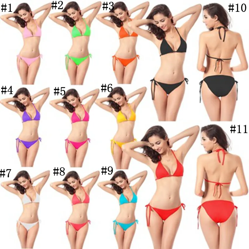 Swimwear for women swimsuit Sexy Bikini for women Beach clothing solid string bikini two piece 11 colors ZZA241