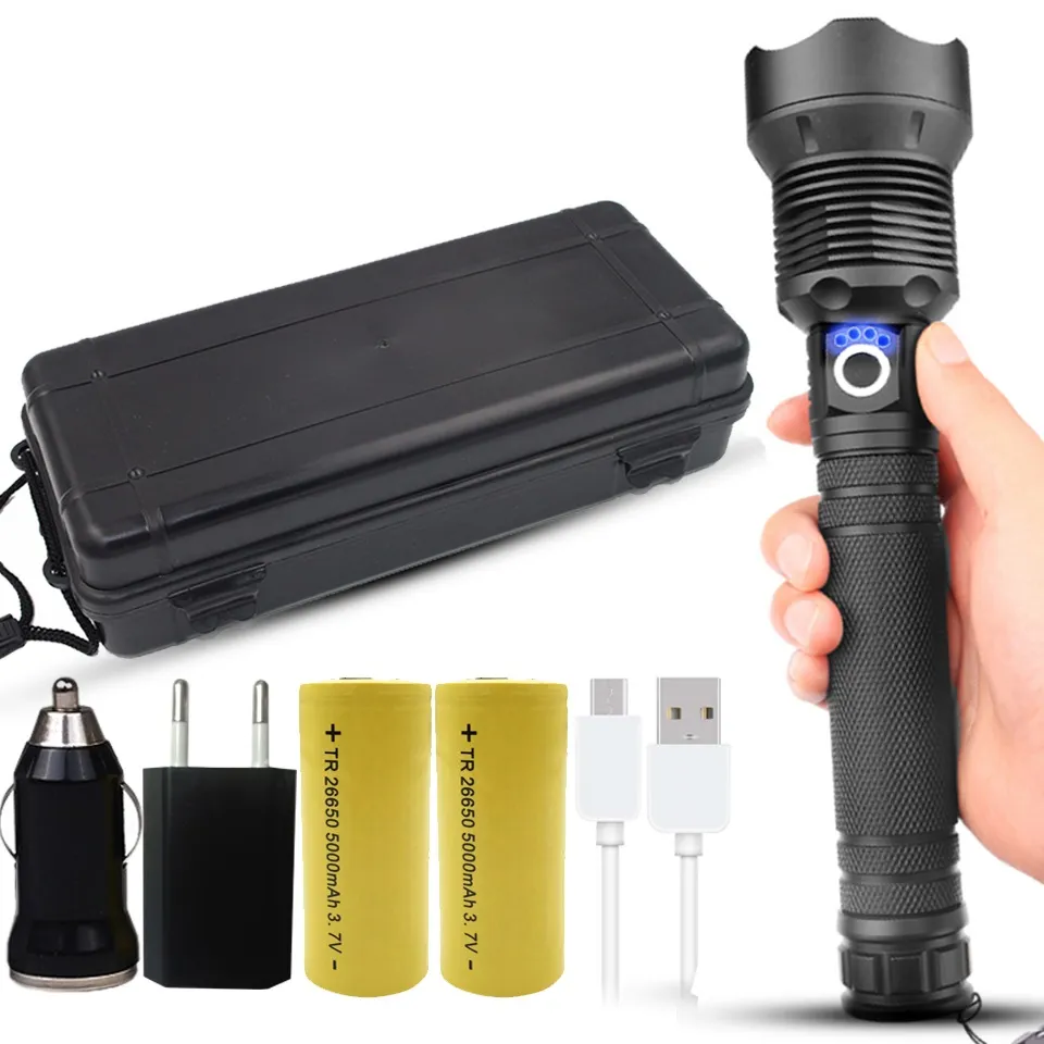 XLamp xhp70.2 most powerful led flashlight usb Zoom torch xhp70 xhp50 18650 26650 Rechargeable battery flashlight