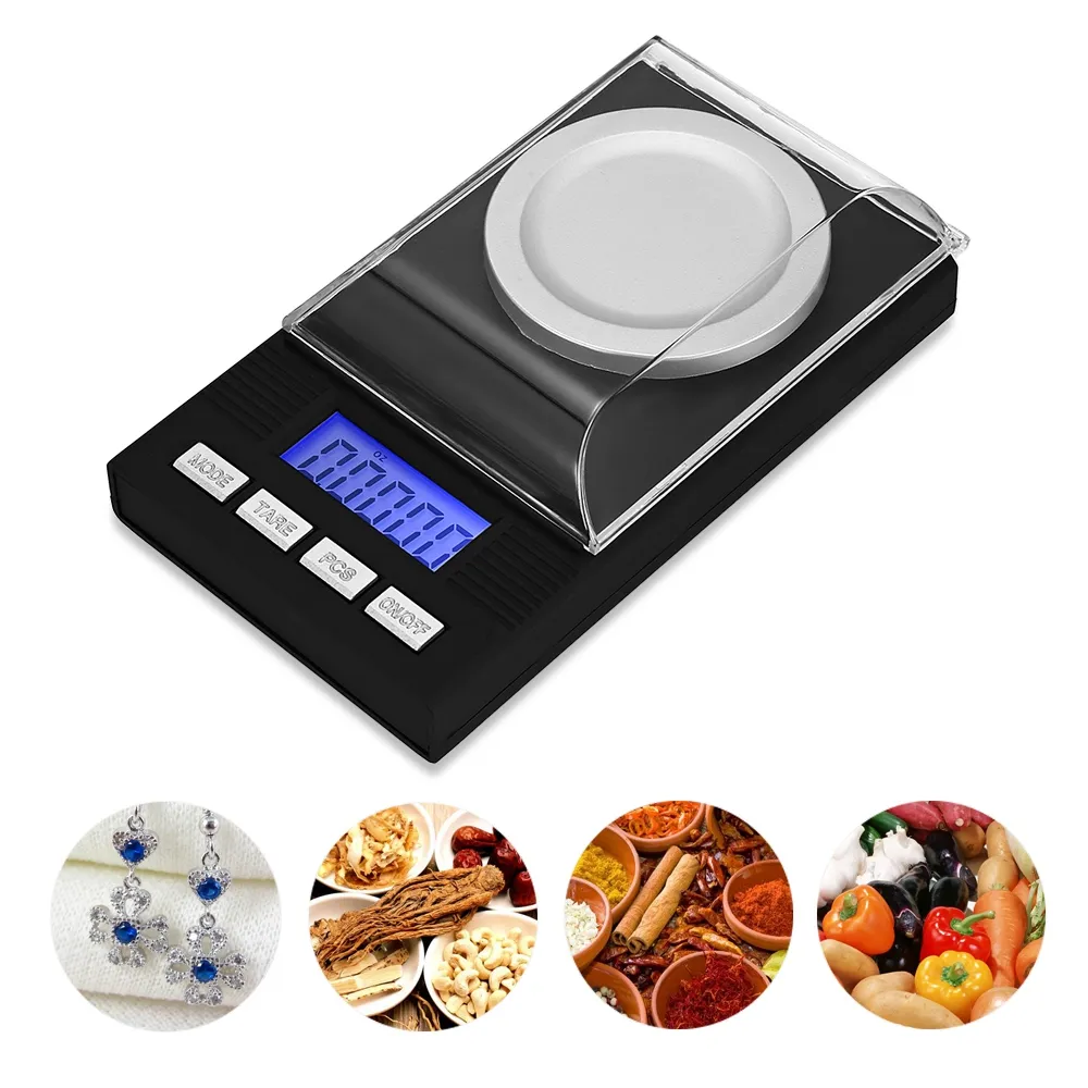 50g / 0,001g Cyfrowy Miligram / Gram High Precision Pocket Scale Case Maszyny Pomiar Narzędzie z wyświetlaczem LCD do laboratorium