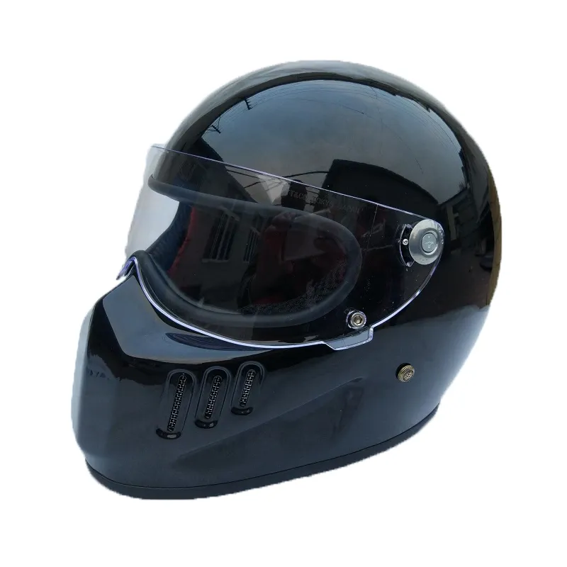 Casco Moto Integrale Cruiser In Fibra Di Vetro Con Scudo Casco