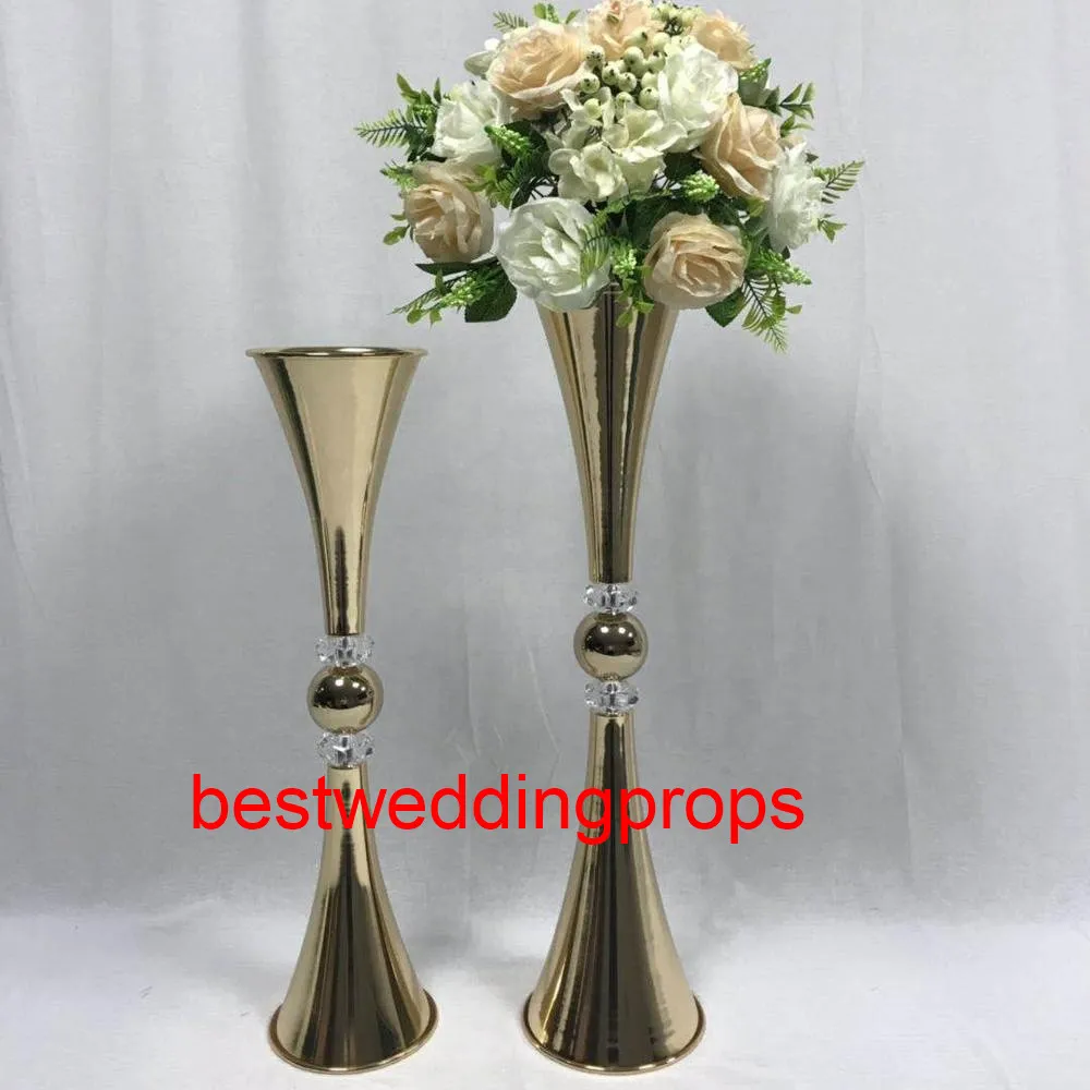 lattest Gold Candle Holders Metal Candlestick Flower Vase Table Centerpiece Event Flower Rack Road Lead Wedding Decoration best0625