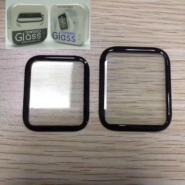 3D Kavisli Tam Kapak Temperli Cam Ekran Koruyucu Apple İzle Için IWatch 1 2 3 4 5 38 42 40 44mm Siyah 350 adet