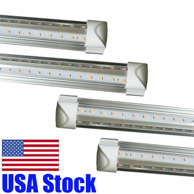 دمج V شكل LED أنبوب 4ft 5ft 6ft 8ft 8ft T8 أنابيب ضوء مزدوج 8 قدم LED بردان الضوء البارد SMD2835 100LM/W AC85-265V