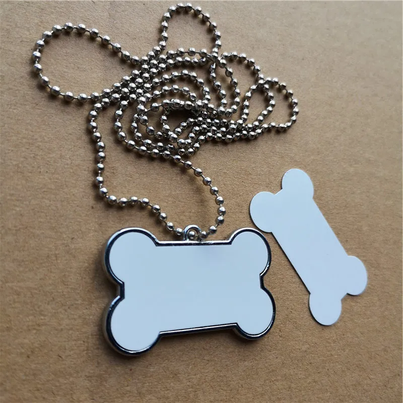 sublimation dog bone shape blank necklaces pendants hot transfer printing diy custom blank consumable can print two sides