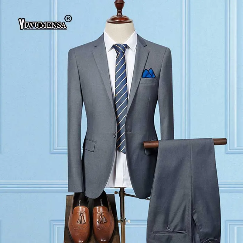 Yiwumensa Ternos Para Hombre Light Grey Wedding Past for Mens Custom Made Mens Pak Business Classic Man Suit Slim Fit