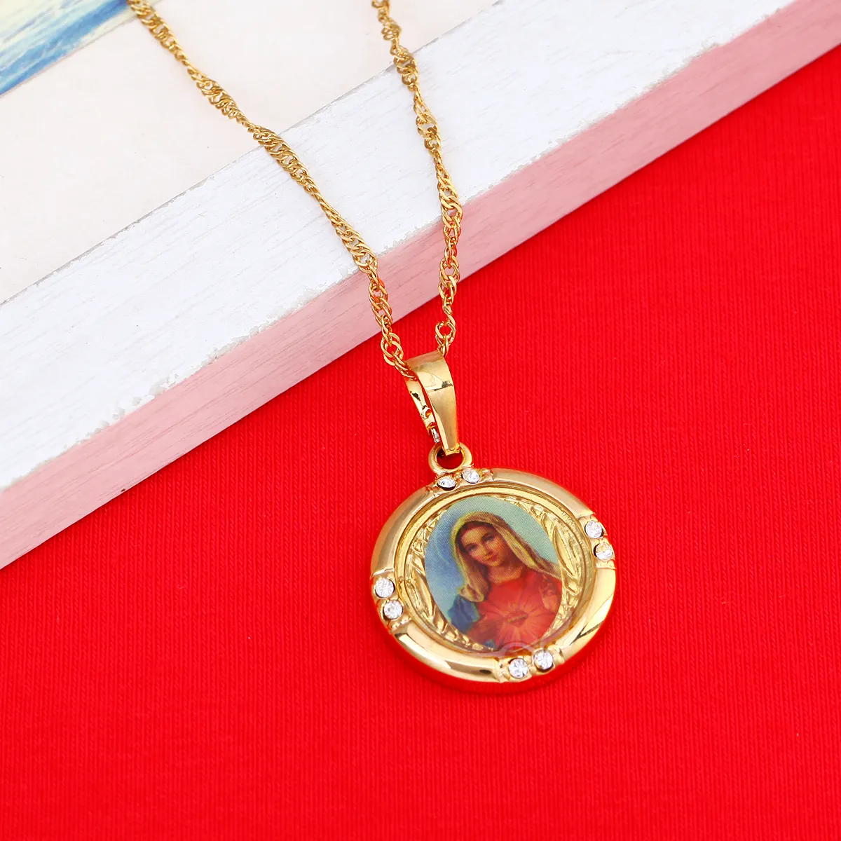 Tiny Virgin Mary & Cross Necklace | Simple & Dainty