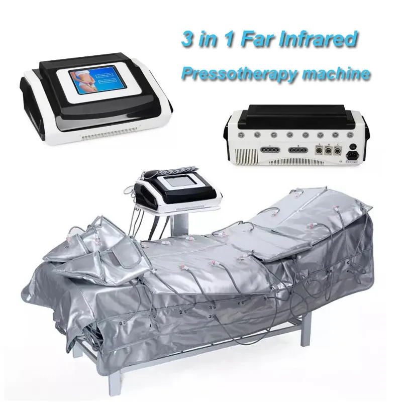 3 en 1 pressothérapie infrarouge lointain drainage lymphatique pression d'air massage corporel peau désintoxication perte de poids spa salon utilisation machine