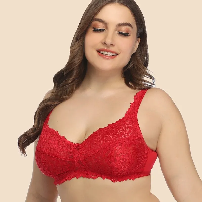Wireless Red Lace Large Size Bras Breast Cover Full Cup Thin Underwear For  Women In Plus Sizes 85 100 B, C, D, E, F, G Cup Sockets Included From  Whosalechina, $13.9