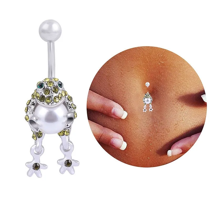 Personalized Silver Pearl Frog Frog Toad Piercing With Rhinestone Accents Sexy Surgical Steel Navel And Fake Navel Ring For Body Jewelry From Dapostore 1.05 DHgate.Com