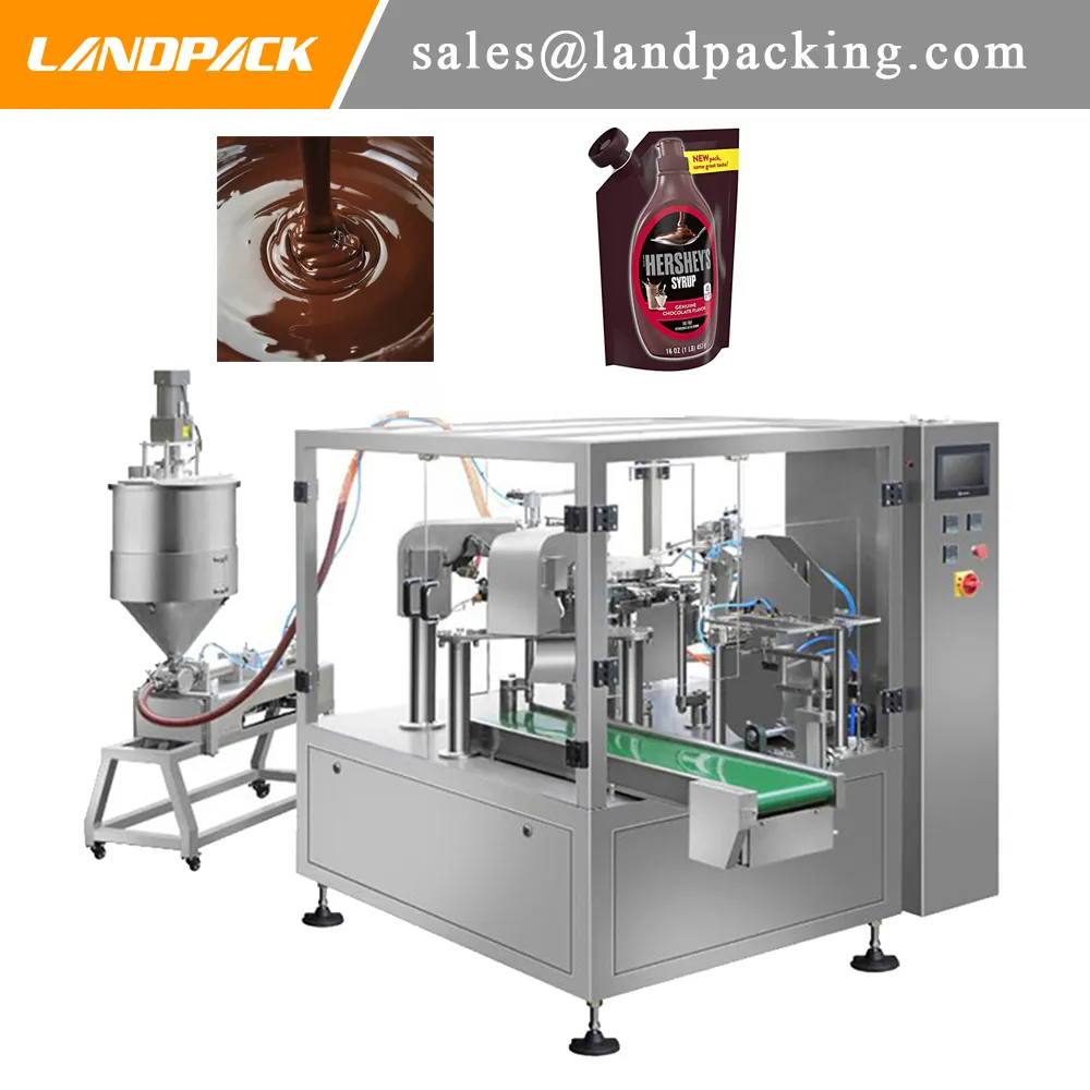Machine de remplissage multifonctionnelle de poche de bec de sauce au chocolat Machine de conditionnement liquide de Doypack de sauce