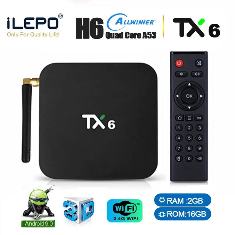 안드로이드 TV 박스 Allwinner H6 TX6 스마트 텔레비전 Android9.0 스트리밍 수신기 2GB 16GB 2.4G WiFi 4K H.265 미디어 플레이어