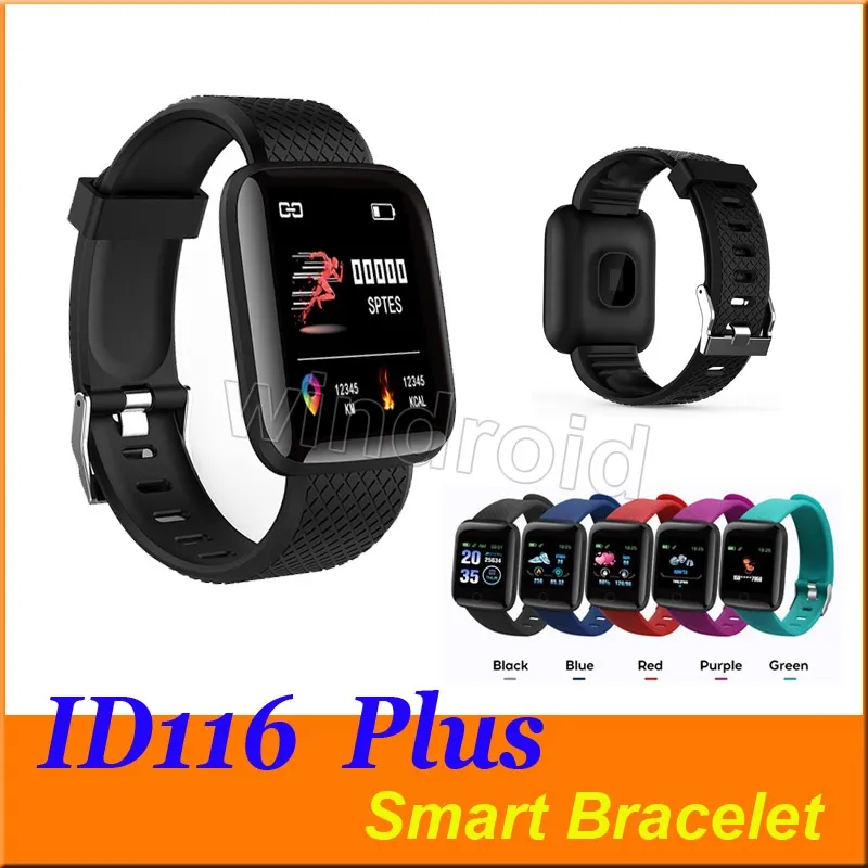 Fitness Tracker ID116 PLUS Smart Bracelet with Heart Rate Smart Watchband Blood Pressure Wristband PK ID115 PLUS 116 PLUS