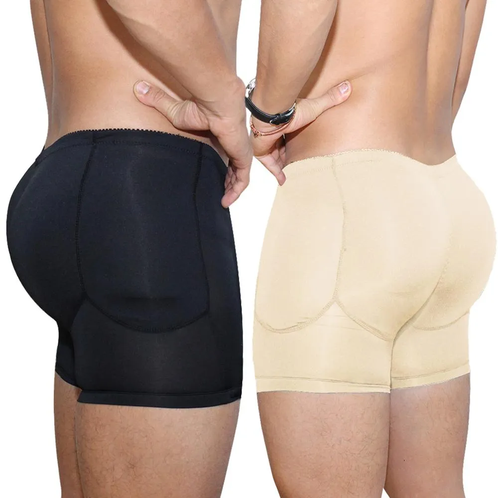 Männer Butt Lifter Boxer Hot Body Shaper Sexy Verbesserung Gepolsterte Nahtlose Unterwäsche Fake Ass Hip Up Mann Shapewear Plus Größe Schwarz Beige