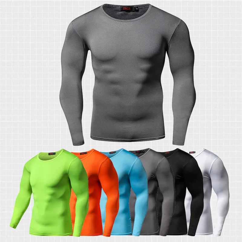 Designer Men's T-Shirts arrival Quick Dry Compression Shirt Long Sleeves Training tshirt Summer Fitness Clothing Solid Color Bodybuild Gym Crossfit