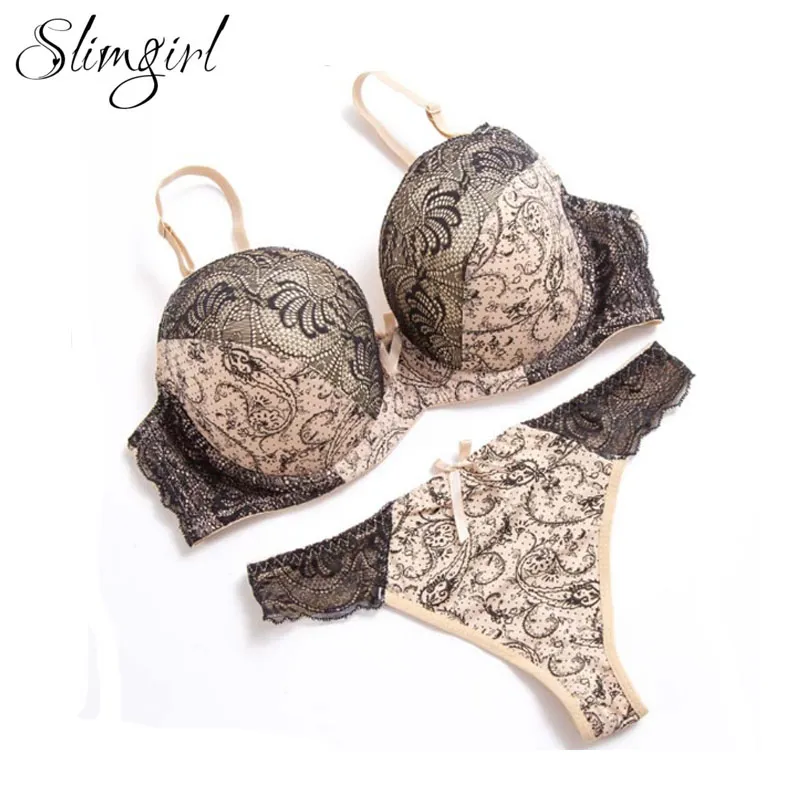 Bras Sets Slimgirl Womens Health Lace Bra Set Push Up Underwire & Brief  Sexy Lingerie Panty Female Big Size Underwear D E F Cup From Feiyancao,  $43.35