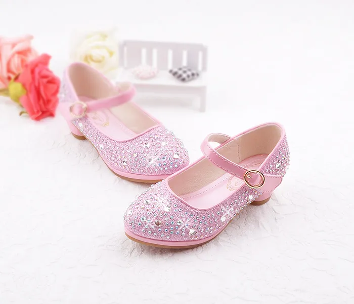 Прекрасный розовый золотой серебряный цветок девушки обувь детская обувь девушки свадебные туфли дети 26-37 S321009