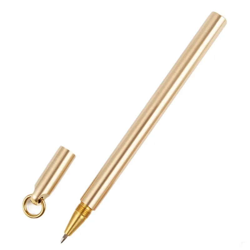 0.5mm長く短いスタイルの純粋な真鍮の署名のペンの銅の自然なペンのボールペンのオフィスの学生の結婚式の贈り物を集める
