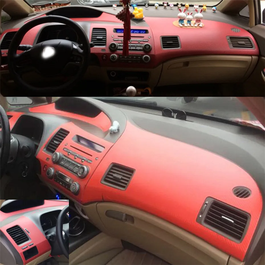 Para Honda Civic 2005-2011 Interior Central de Controle Central Painel Punho de Porta Carbono Fibra Adesivos Decalques Accessorie