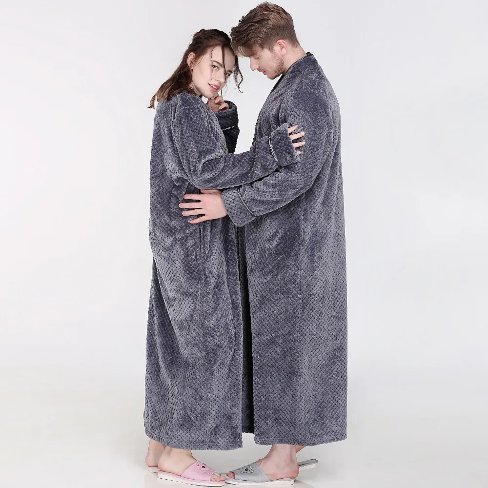 Plus Size Hooded Flannel Robe Extra Long, Warm, And Thick Winter Kimono  Bathrobe For Couple For Men And Women LJ200822 From Luo04, $25.52 |  DHgate.Com