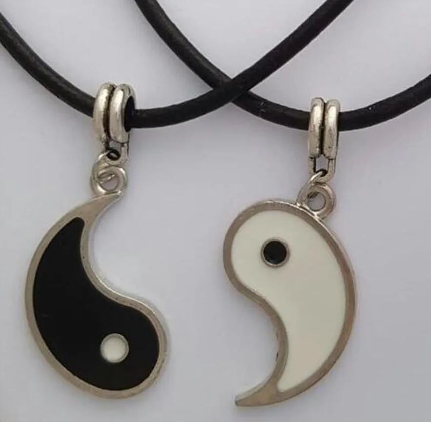 Regali di festa - Yin Yang Collane 2 Pendenti Best Friend Lovers YING YANG Collana Set coppia Collana in pelle Regalo gioielli fai da te - 55