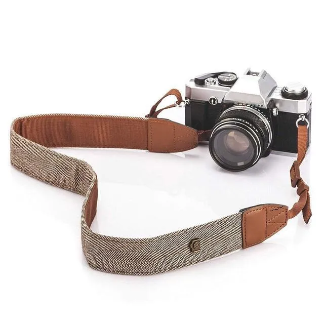 Ceinture universelle de courroie d'épaule de cou d'appareil-photo de cuir de coton réglable vintage pour des accessoires de courroie d'appareil-photo de Sony Nikon