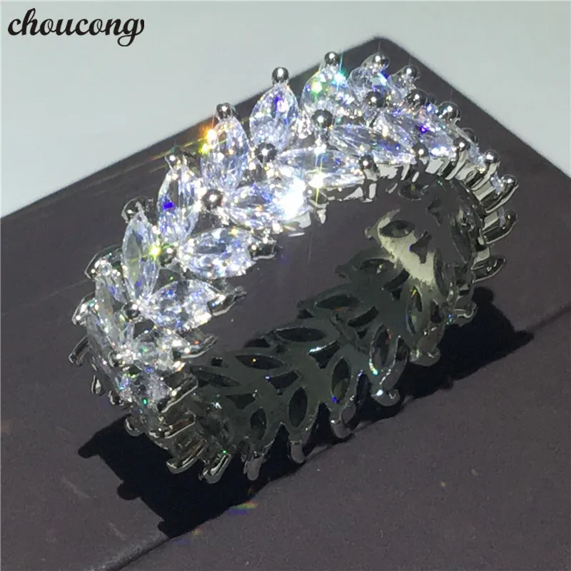 choucong charm blomma ring diamant cz vitguld fylld löfte engagemang bröllop band ringar för kvinnor män mode smycken