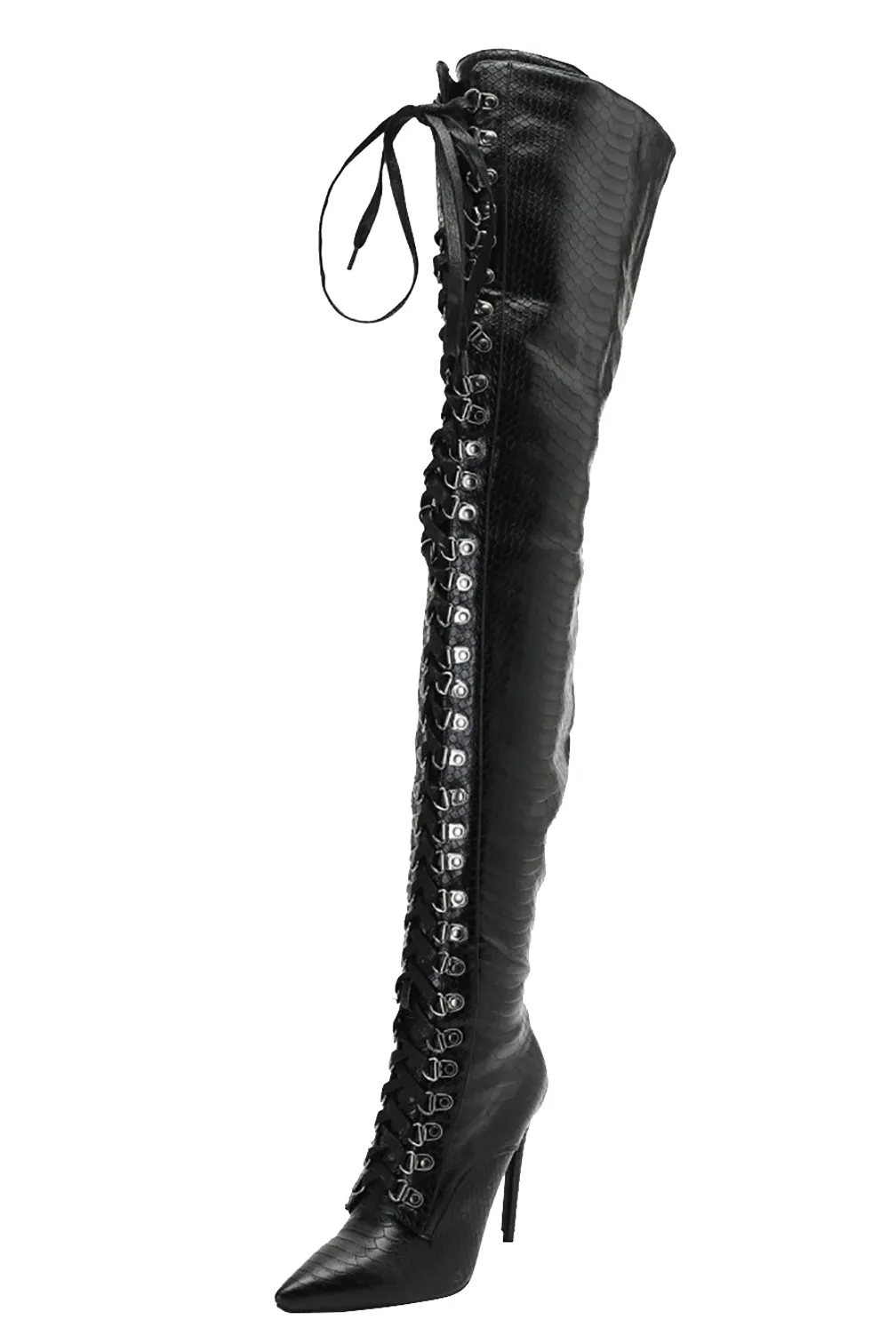 Hot Sale- Women's New High Heel Over Knee Boots Crosscriss Lace-up Lår-High Booties Sexy Party Club Dance Fashion Lång Stövlar Skor N087