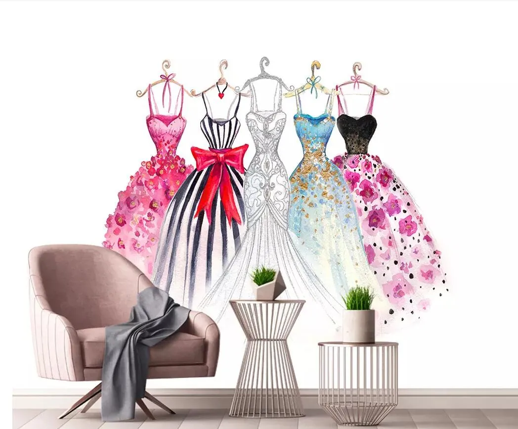 3D обои Custom Photo росписью европейские простые ручно-окрашенные свадебные платья предпосылки дома улучшение гостиной обои для стен 3 d