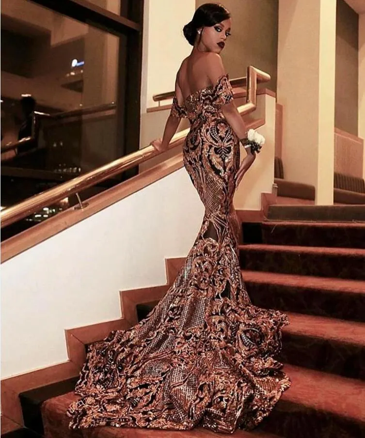 Sparkling Gold Lace Evening Dresses 2019 Prom Dress Pageant Gowns Fashion Long Black Girl Couple Day 2K19 Dubai Celebrity Occasion From 160 16 DHgate