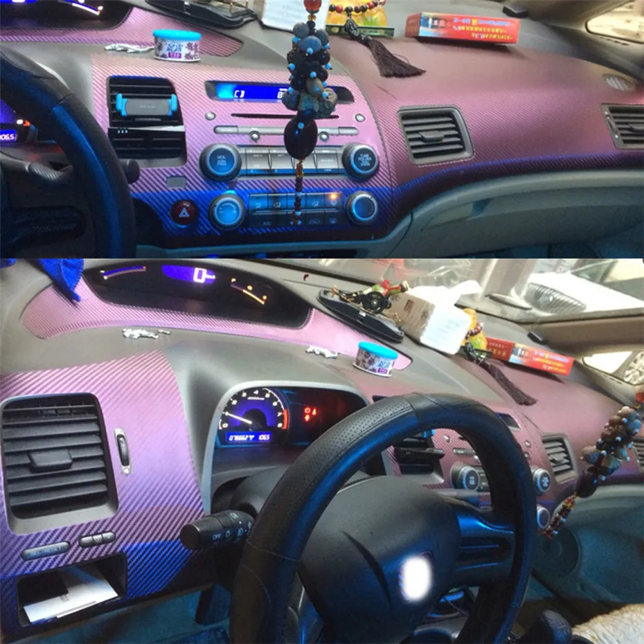 Autocollants de voiture auto-adhésifs 3D 5D en Fiber de carbone, autocollants et décalcomanies en vinyle pour Honda Civic 2005 – 2011, accessoires de style de voiture 278N
