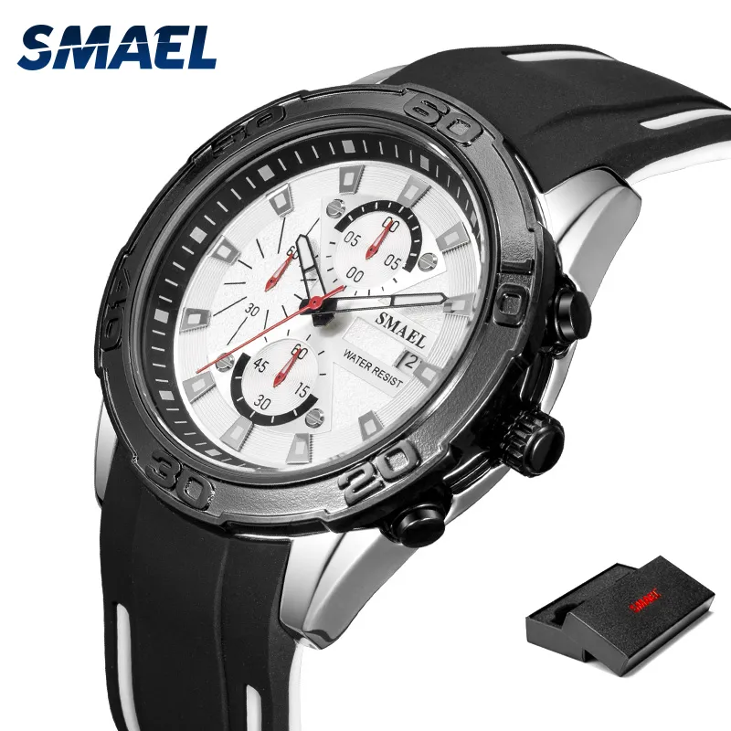 Smael Casual Sport Mens Watches Alloy Top Brand Luxe Militaire waterdichte Watch Man Clock SL-9086 Fashion Luminous Watch Gift