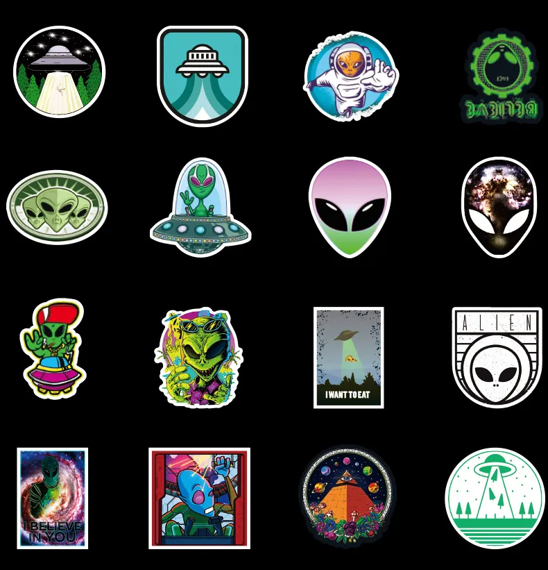 Alien Head Sticker Decal - Green UFO Space Extra Terrestrial Vinyl Decal For Car, Laptop, Window - Waterproof, Vintage Style 5 thumbnail image